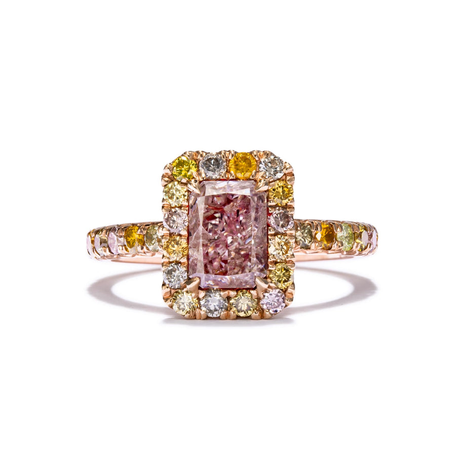 Brownish pink diamond ring, 1.91 carat