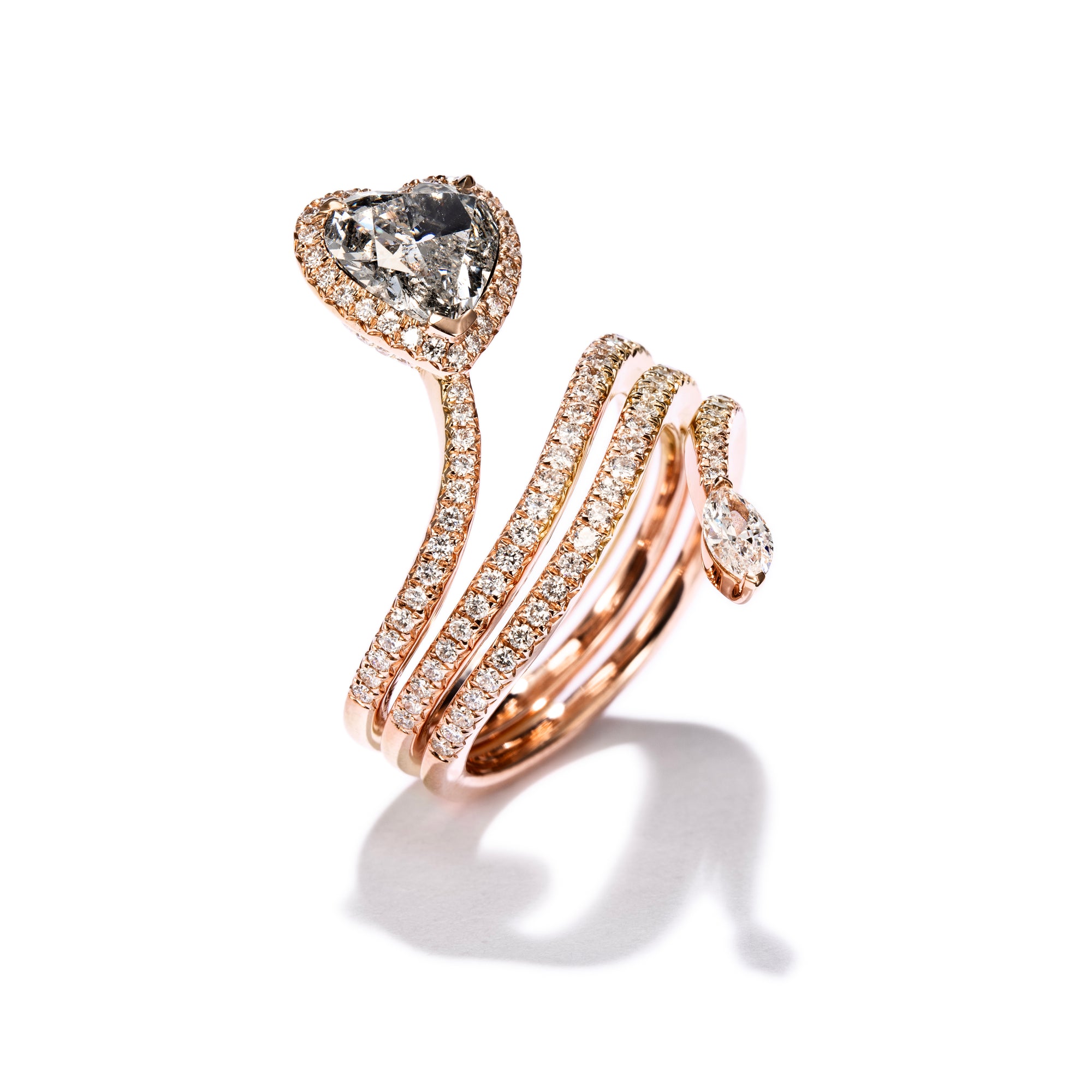 Gray diamond ring, 2.08 carat