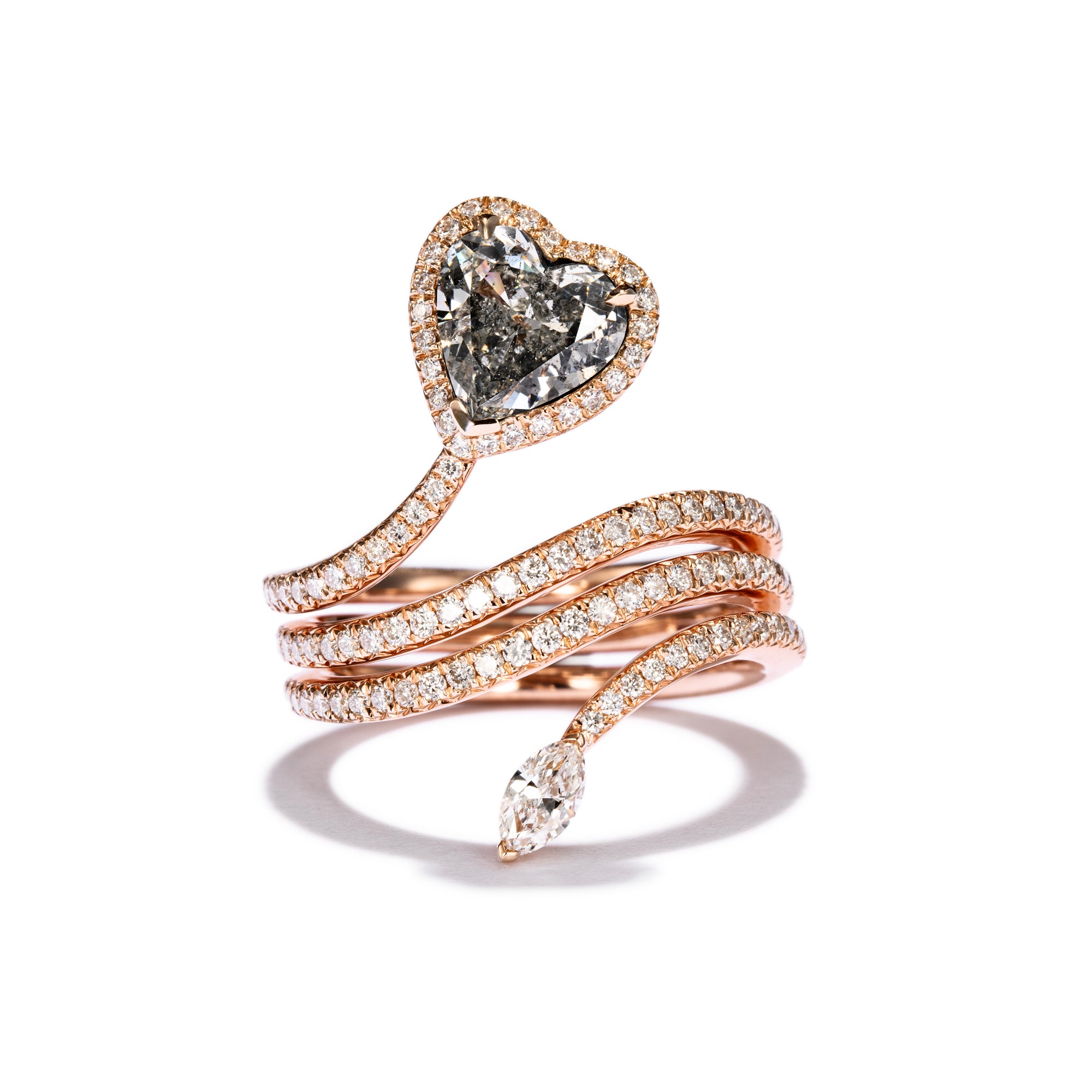 Gray diamond ring, 2.08 carat