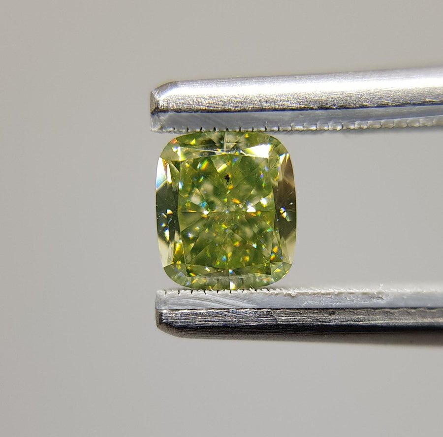 0.58 Carat CUSHION Shape GREEN Color Diamond - VMK Diamonds