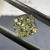 GREEN YELLOW Diamond, 1.66 Carat, CUSHION Shape, I1 Clarity - VMK Diamonds