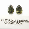 1.07 Carat PEAR Shape GREEN CHAMELEON Color Diamond - VMK Diamonds