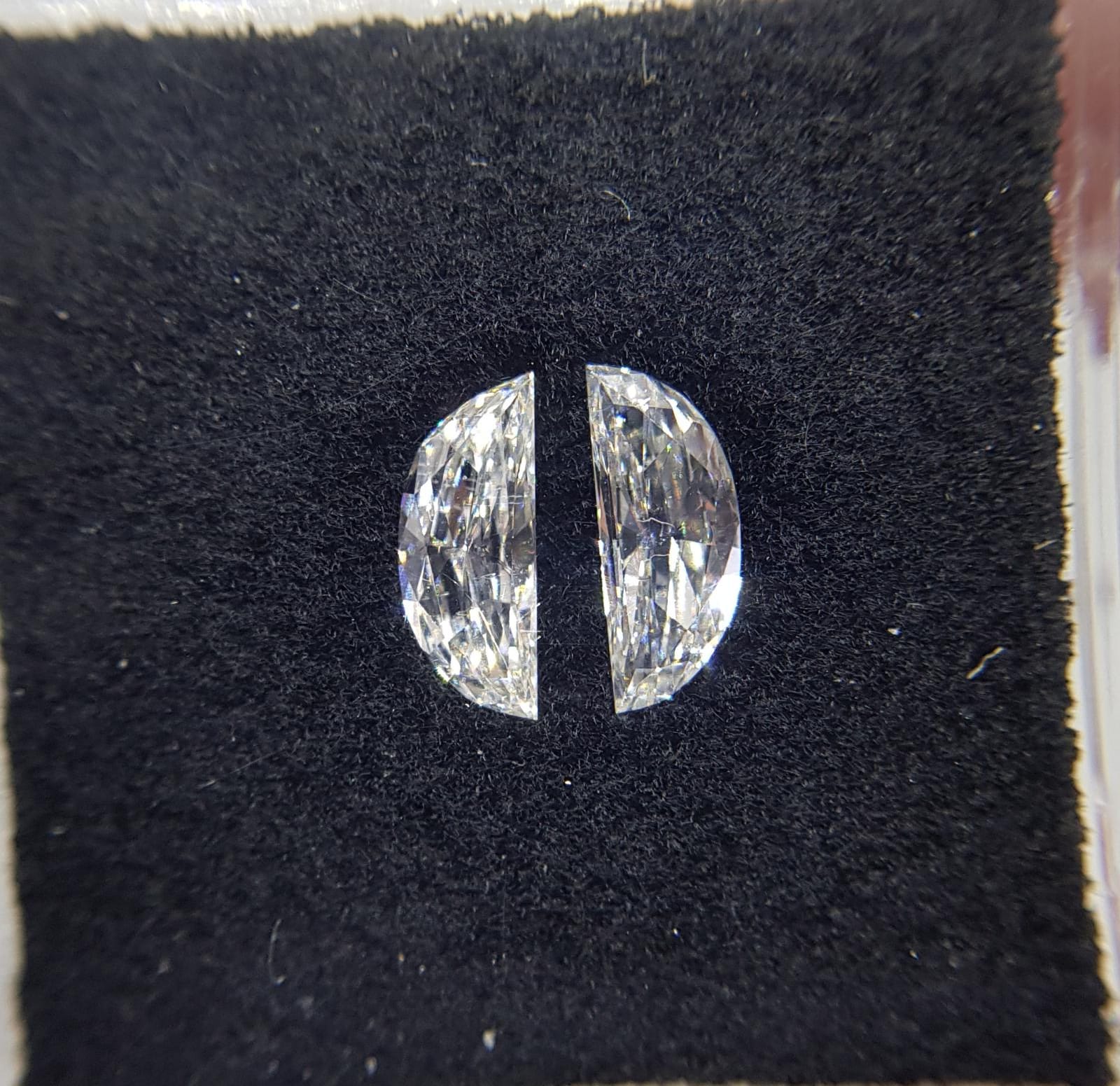 0.83 Carat HALF MOON Shape F Color Diamond - VMK Diamonds