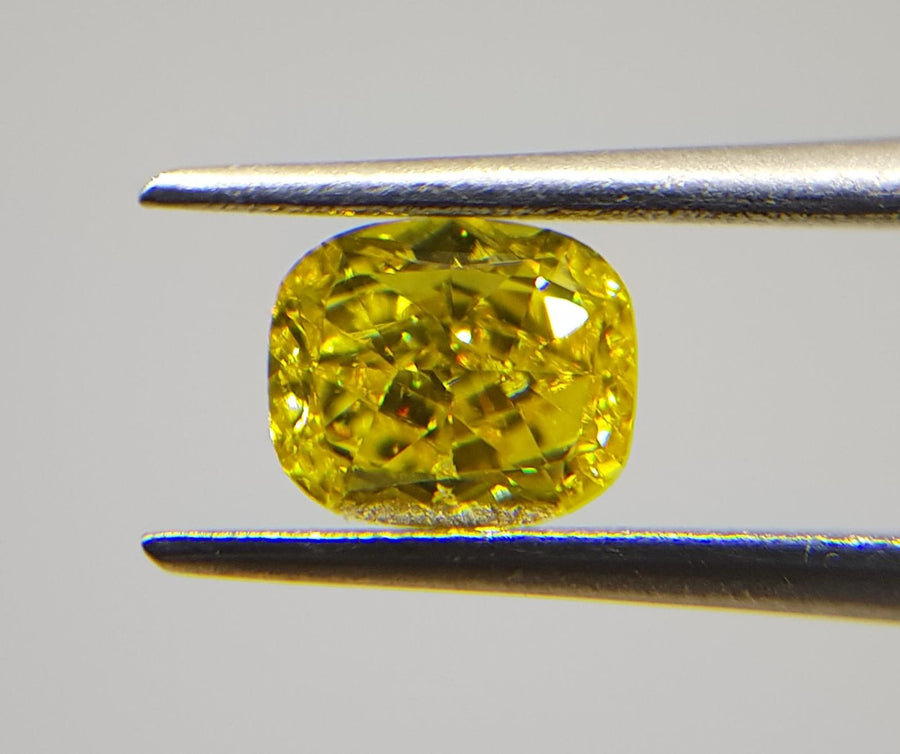 0.65 Carat CUSHION Shape YELLOW Color Diamond - VMK Diamonds