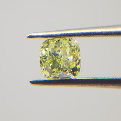 0.59 Carat CUSHION Shape YELLOW Color Diamond - VMK Diamonds