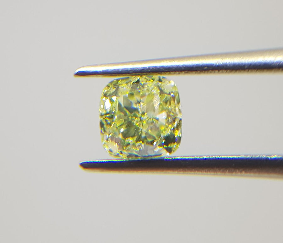 0.59 Carat CUSHION Shape YELLOW Color Diamond - VMK Diamonds