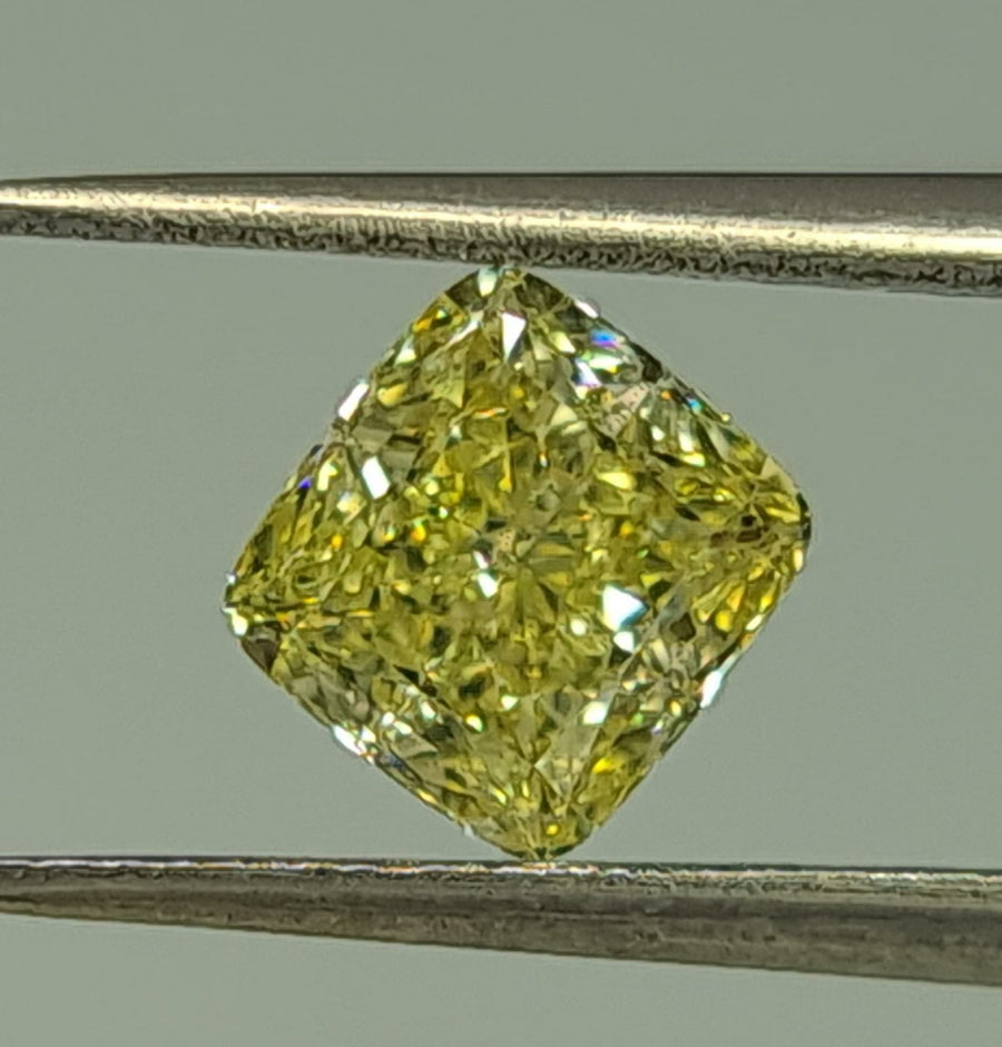1.02 Carat CUSHION Shape YELLOW Color Diamond