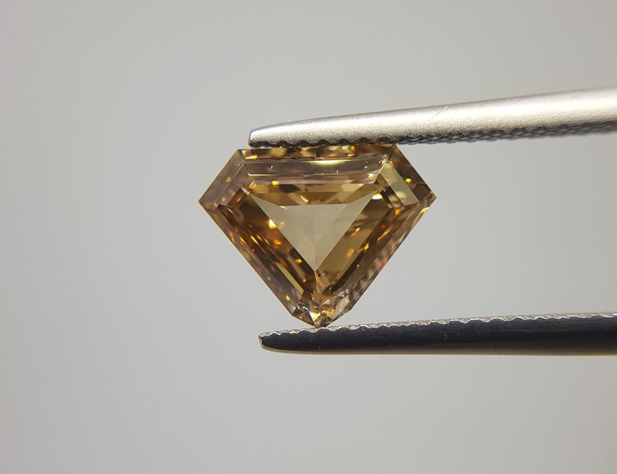 2.02 Carat SHIELD Shape BROWN Color Diamond - VMK Diamonds