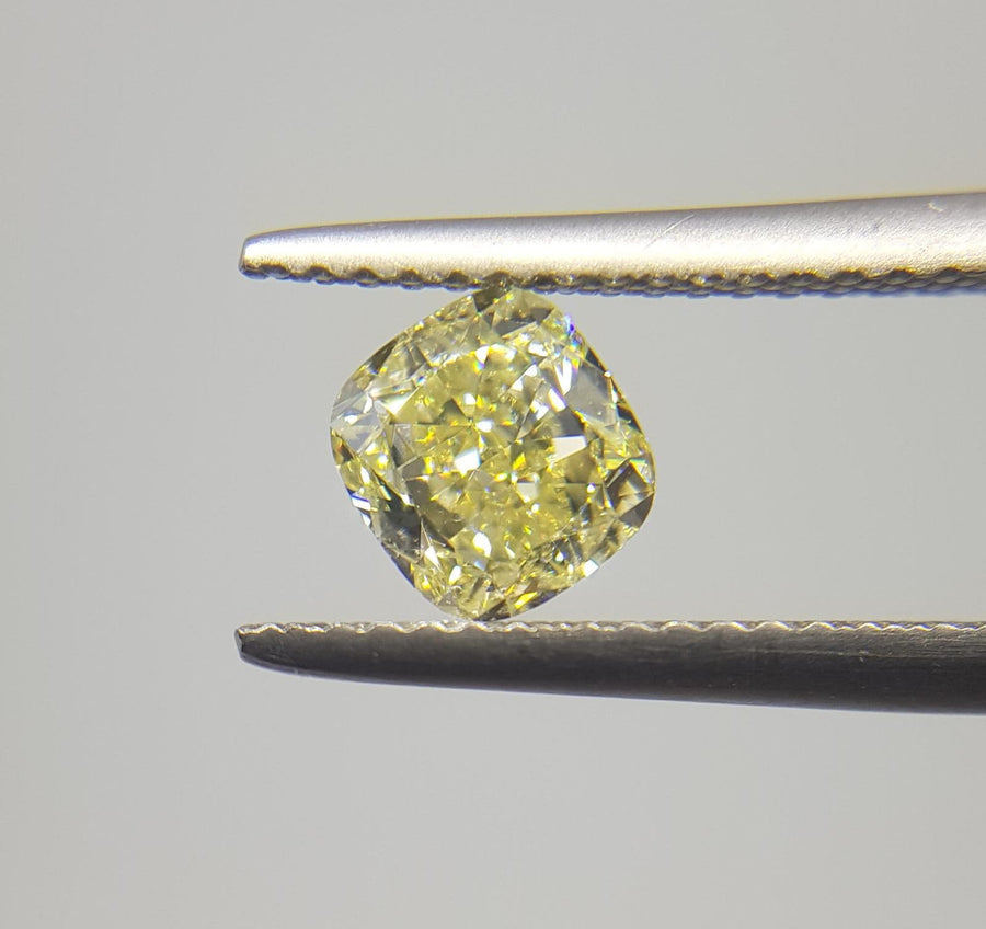 1.11 Carat CUSHION Shape YELLOW Color Diamond - VMK Diamonds