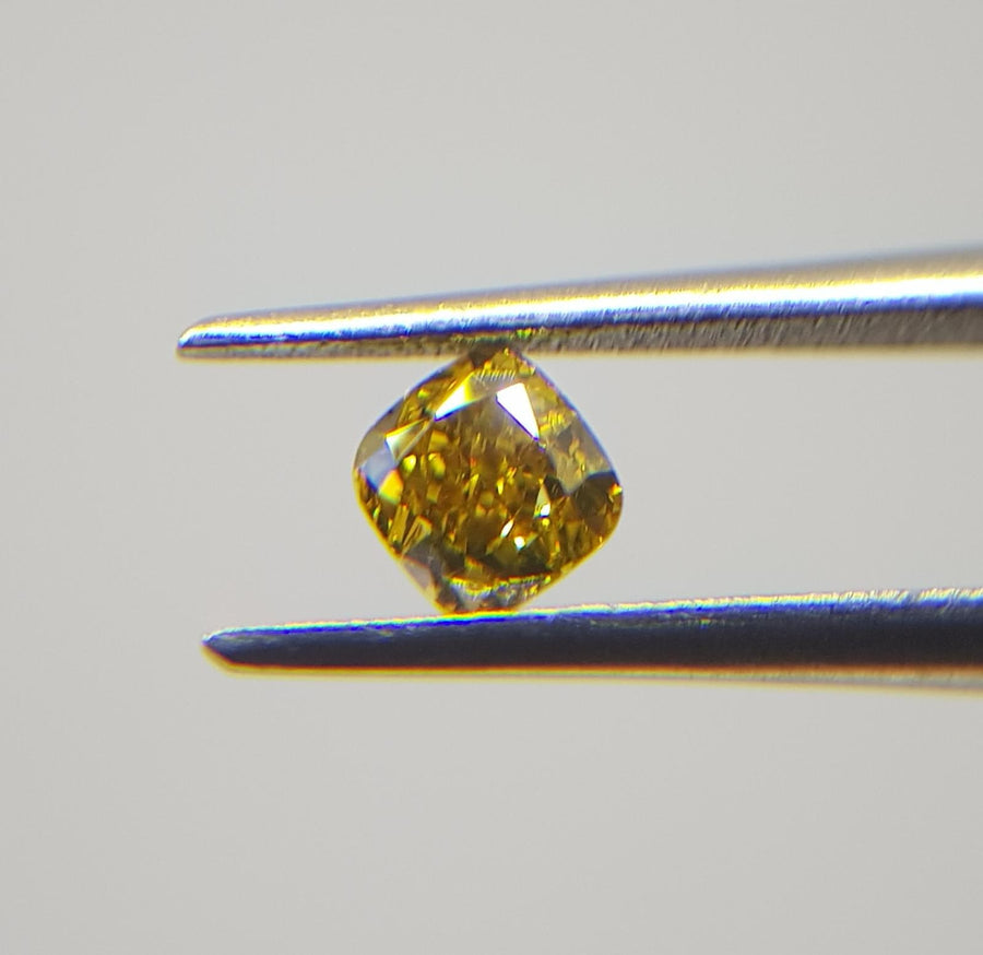 0.34 Carat CUSHION Shape YELLOW Color Diamond - VMK Diamonds