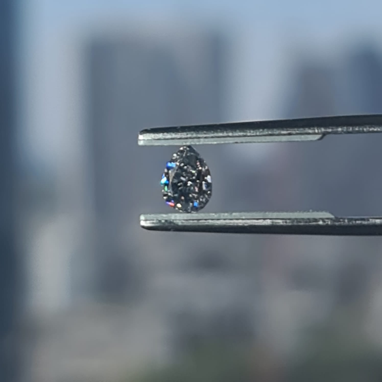 Blue diamond, 0.71 carat, pear shape, VS2 clarity