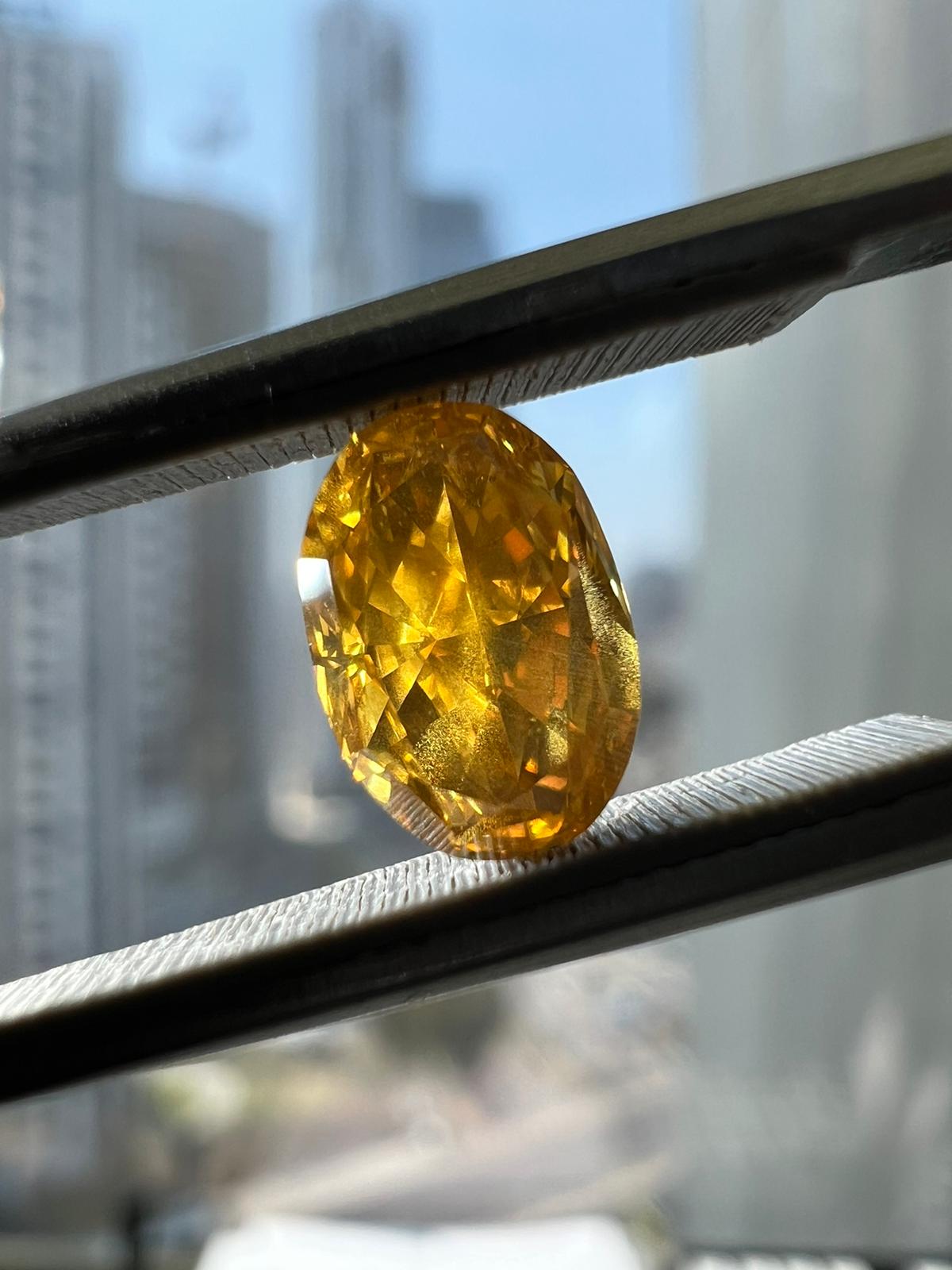 YELLOW Diamond, 1.22 Carat, OVAL Shape, I1 Clarity - VMK Diamonds