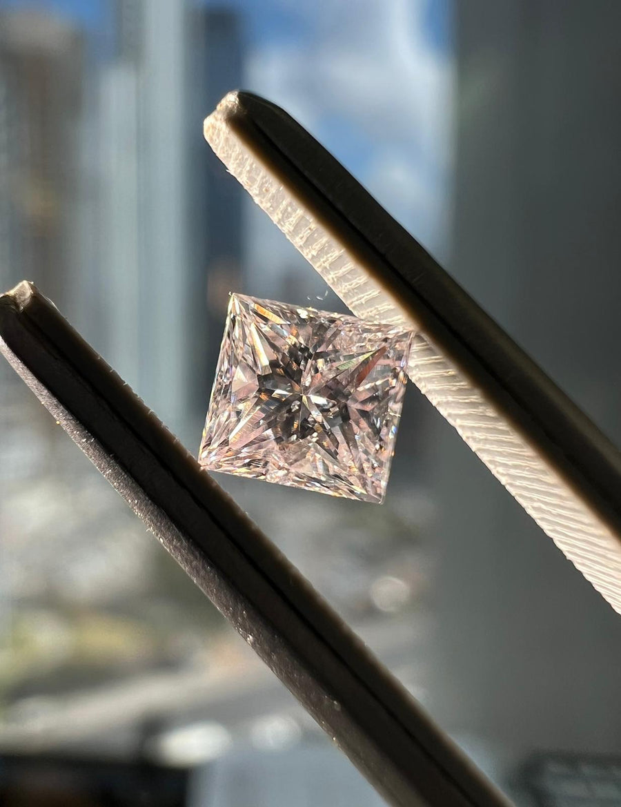 PINK Diamond, 0.37 Carat, PRINCESS Shape, I1 Clarity - VMK Diamonds